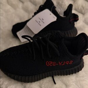 Yeezy Baby Walkers in Black with Red Details